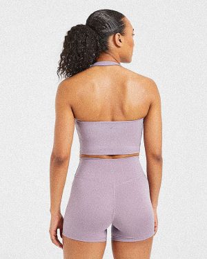 Staple Halterneck Crop Top - Mauve Purple: The Ultimate Workout Essential