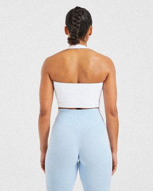 Staple Halterneck Crop Top - White: The Ultimate Workout Essential