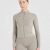 Staple Longline Zip Jacket - Muted Taupe: The Ultimate Sculpting Activewear Essential