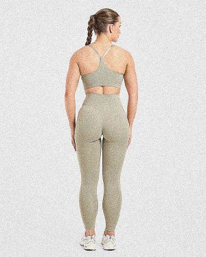 Staple Leggings - Washed Olive: The Ultimate High-Waisted Workout Essential
