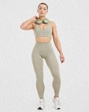 Staple Leggings - Washed Olive: The Ultimate High-Waisted Workout Essential