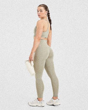 Staple Leggings - Washed Olive: The Ultimate High-Waisted Workout Essential