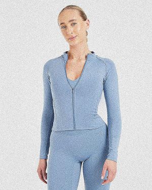 Staple Longline Zip Jacket - Slate Blue: The Ultimate Sculpting Activewear Essential