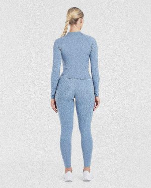 Staple Longline Zip Jacket - Slate Blue: The Ultimate Sculpting Activewear Essential