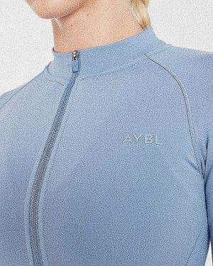 Staple Longline Zip Jacket - Slate Blue: The Ultimate Sculpting Activewear Essential
