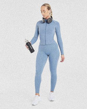 Staple Longline Zip Jacket - Slate Blue: The Ultimate Sculpting Activewear Essential