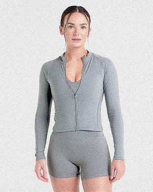 Staple Zip Jacket - Grey: The Ultimate Sculpting Workout Companion