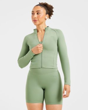 Staple Zip Jacket - Olive Green: The Ultimate Sculpting Activewear