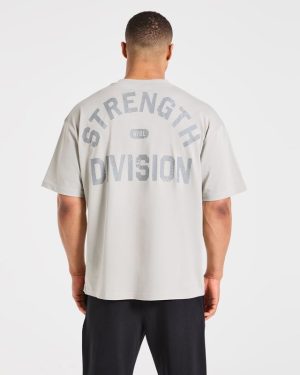 Strength Division Oversized T-Shirt - Iced Grey: The Ultimate Comfort Fit