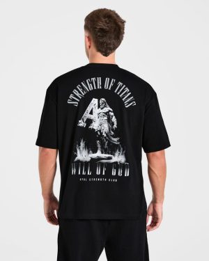 Strength Of Titans Oversized T Shirt - Black