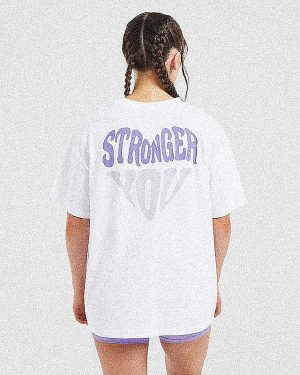 Stronger You Oversized T-Shirt - White/Purple | Ultimate Comfort & Style