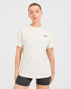 Strong Women Graphic Oversized T Shirt - Beige/Charcoal