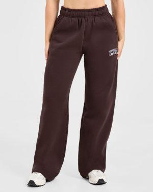Varsity 2.0 Oversized Straight Leg Joggers - Cocoa Brown