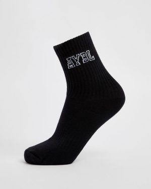 Premium Varsity Crew Socks - Black | Ultimate Comfort & Style
