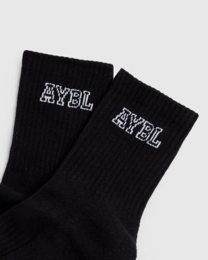 Premium Varsity Crew Socks - Black | Ultimate Comfort & Style