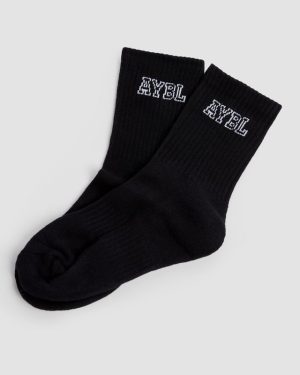 Premium Varsity Crew Socks - Black | Ultimate Comfort & Style