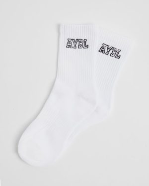 Premium Varsity Crew Socks - White | Ultimate Comfort & Style