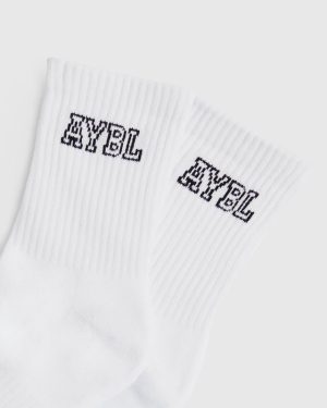 Premium Varsity Crew Socks - White | Ultimate Comfort & Style