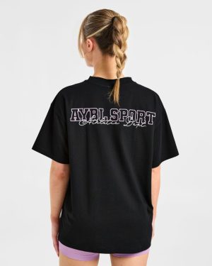 Varsity Dept. Oversized T-Shirt: The Ultimate Black/Lilac Essential