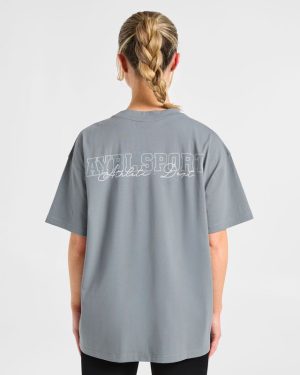 Varsity Dept. Oversized T-Shirt in Slate Grey: The Ultimate Comfort Essential