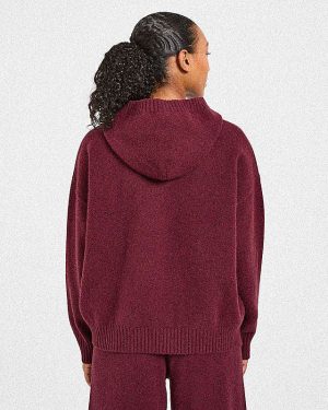 Varsity Oversized Knitted Hoodie - Burgundy: The Ultimate Comfort Statement
