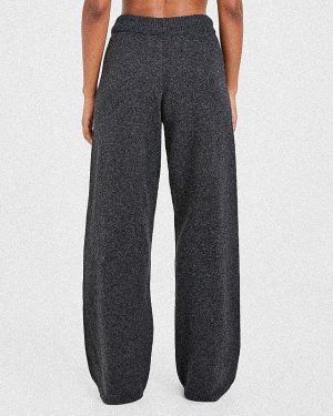 Varsity Oversized Knitted Joggers - Charcoal