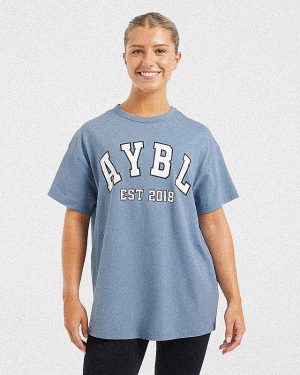 Varsity Oversized T Shirt - Blue: The Ultimate Comfort & Style Staple