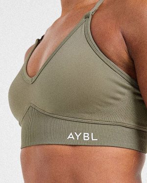 Adapt Seamless Sports Bra - Muted Olive: The Ultimate Medium-Support Activewear Solution