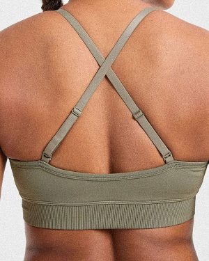 Adapt Seamless Sports Bra - Muted Olive: The Ultimate Medium-Support Activewear Solution