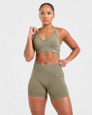 Adapt Seamless Sports Bra - Muted Olive: The Ultimate Medium-Support Activewear Solution